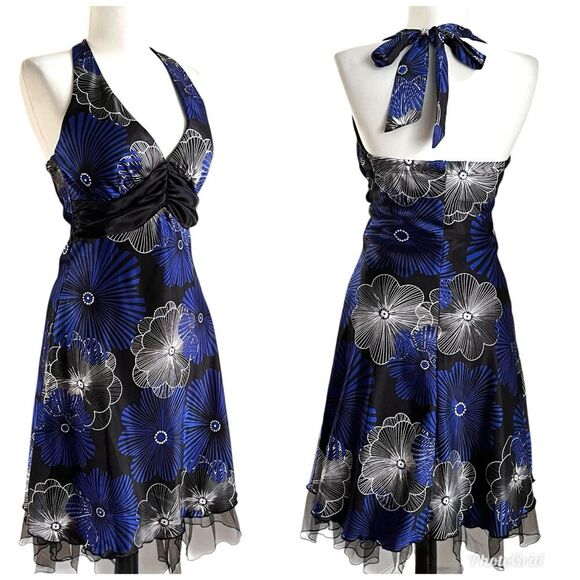 Y2K Babydoll Floral Midi Dress Sz S Halter Speechless Whimsigoth Pinup Coquette - Picture 1 of 12